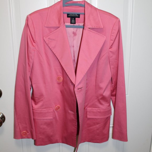 jones New York Signature Pink Polyester Double Breasted Women's Blazer Sz 6 - Picture 3 of 4